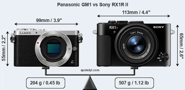 Size Panasonic GM1 vs Sony RX1R II