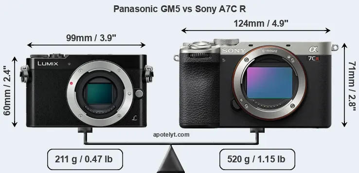 Size Panasonic GM5 vs Sony A7C R