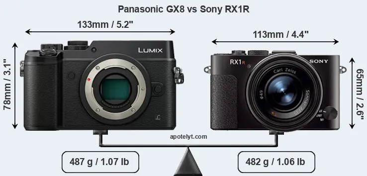 Size Panasonic GX8 vs Sony RX1R