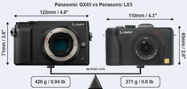 Size Panasonic GX85 vs Panasonic LX5