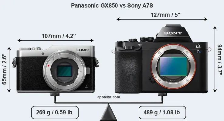 Size Panasonic GX850 vs Sony A7S