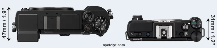 Compare GX9 versus Pentax Q top