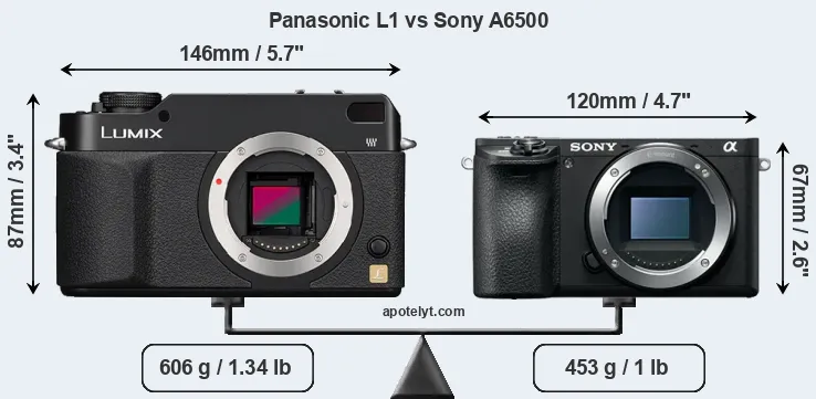 Size Panasonic L1 vs Sony A6500