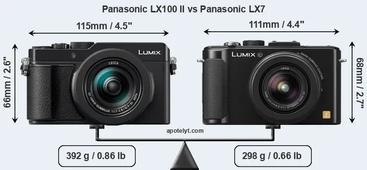 Size Panasonic LX100 II vs Panasonic LX7