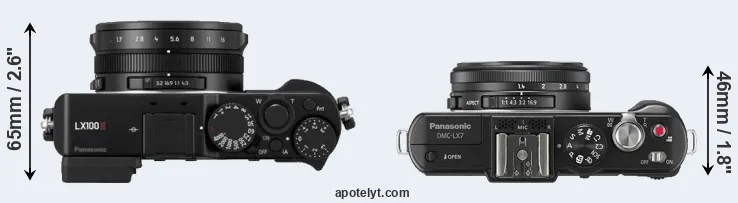 Compare LX100 II versus LX7 top