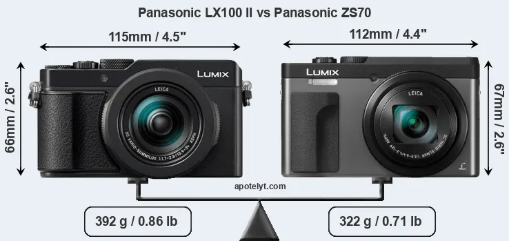 Size Panasonic LX100 II vs Panasonic ZS70
