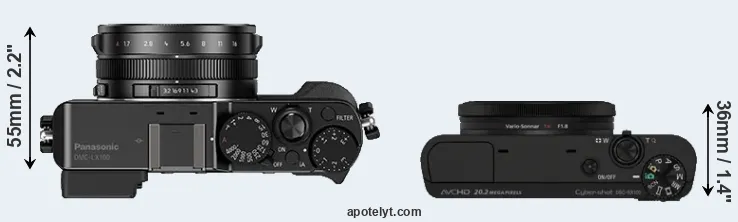 Compare LX100 versus RX100 top