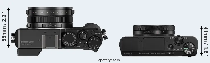 Compare LX100 versus RX100 V top