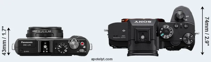 Compare LX5 versus A7R III top