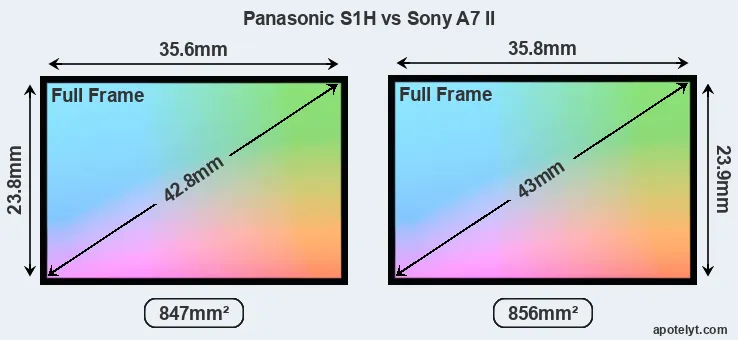 Panasonic S1H and Sony A7 II sensor measures