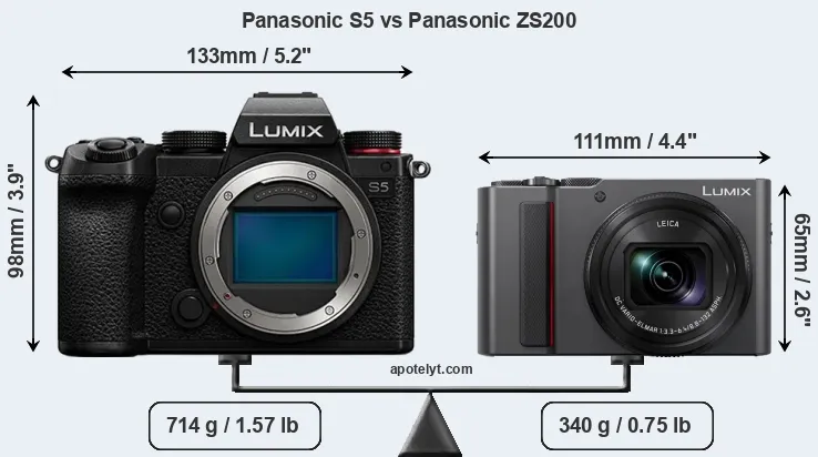 Size Panasonic S5 vs Panasonic ZS200