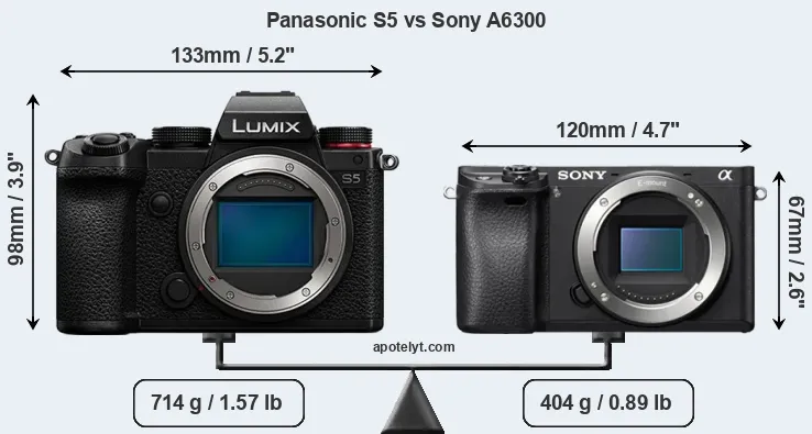Size Panasonic S5 vs Sony A6300