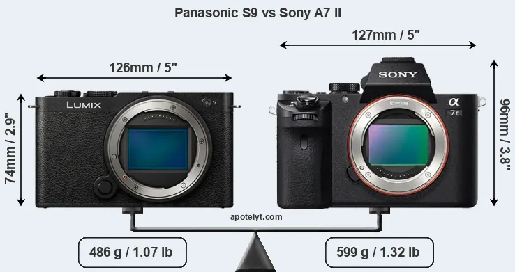 Size Panasonic S9 vs Sony A7 II