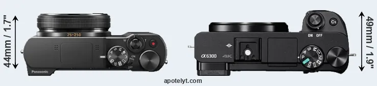 Compare ZS100 versus A6300 top