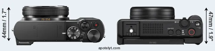 Compare ZS100 versus ZV-1 II top
