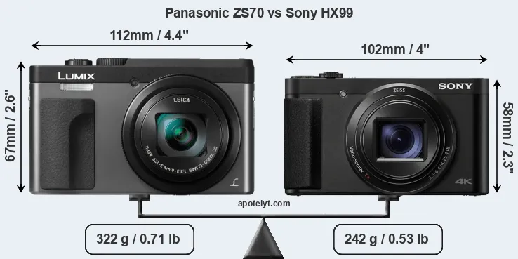 Size Panasonic ZS70 vs Sony HX99