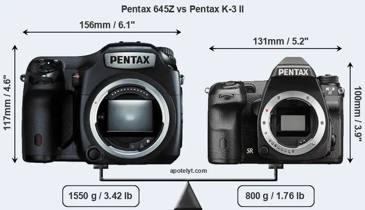 Size Pentax 645Z vs Pentax K-3 II