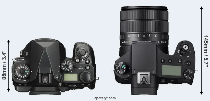 Compare K-1 II versus RX10 IV top