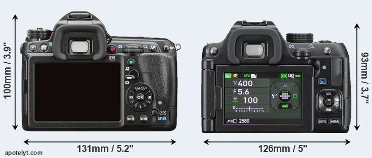 Comparison K-3 II or K-70 rear