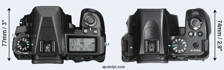 Compare K-3 II versus K-70 top
