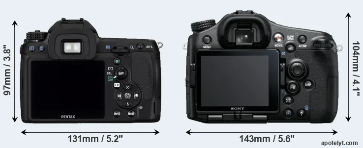 Comparison K-5 or A77 rear