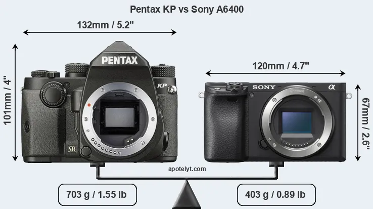 Size Pentax KP vs Sony A6400