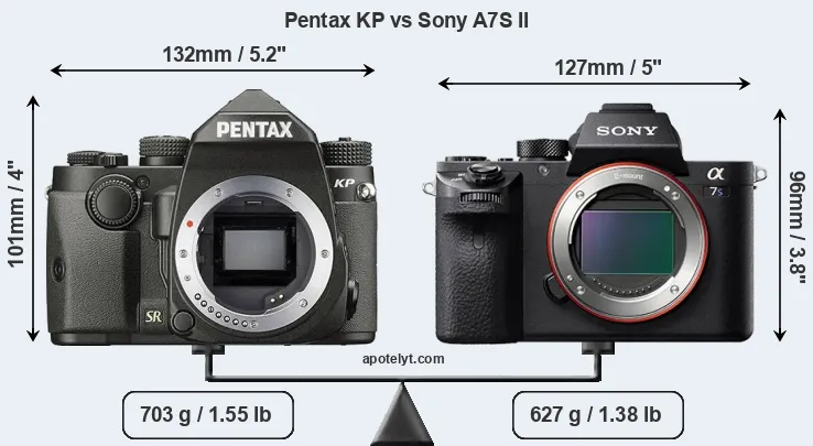 Size Pentax KP vs Sony A7S II
