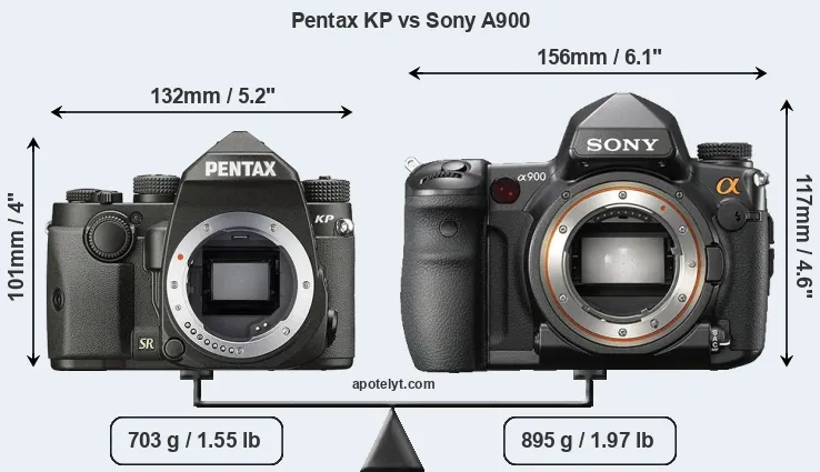 Size Pentax KP vs Sony A900