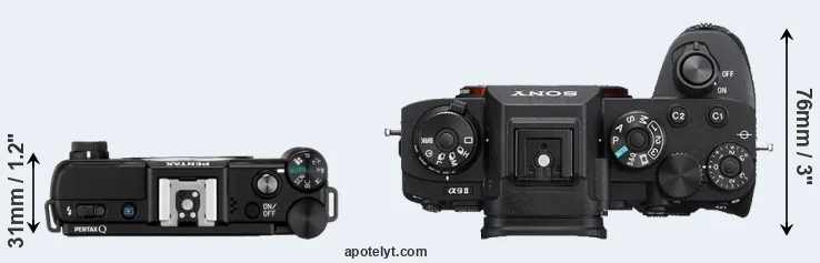 Compare Pentax Q versus A9 II top