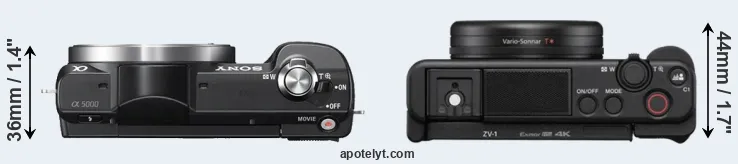 Compare A5000 versus ZV-1 top