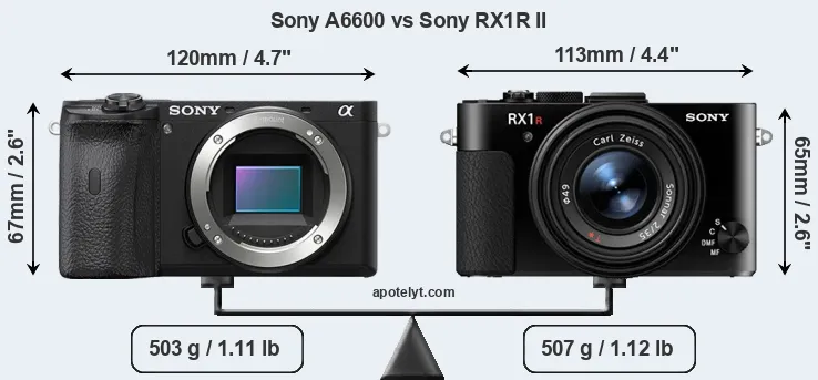 Size Sony A6600 vs Sony RX1R II