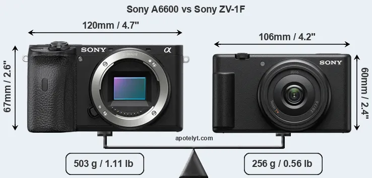 Size Sony A6600 vs Sony ZV-1F