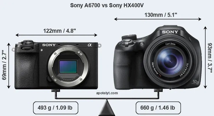 Size Sony A6700 vs Sony HX400V