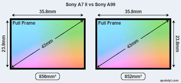 Sony A7 II and Sony A99 sensor measures