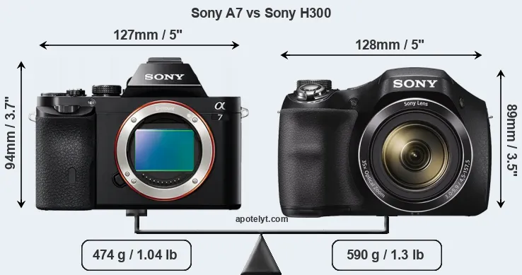 Size Sony A7 vs Sony H300