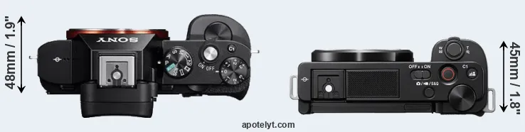 Compare A7 versus ZV-E10 top