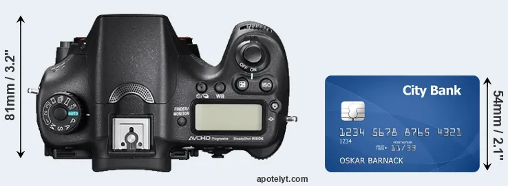 A77 II versus credit card top view