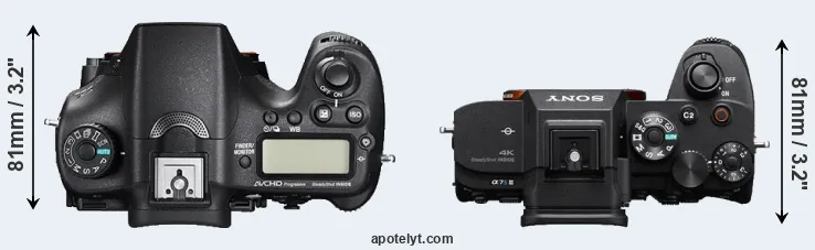 Compare A77 II versus A7S III top