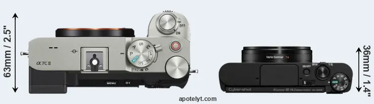 Compare A7C II versus WX800 top
