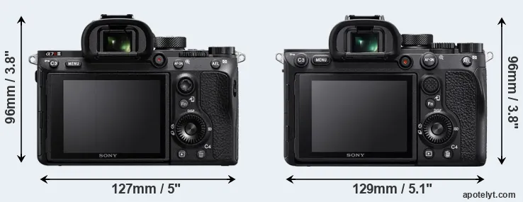 Comparison A7R III or A7R IV rear