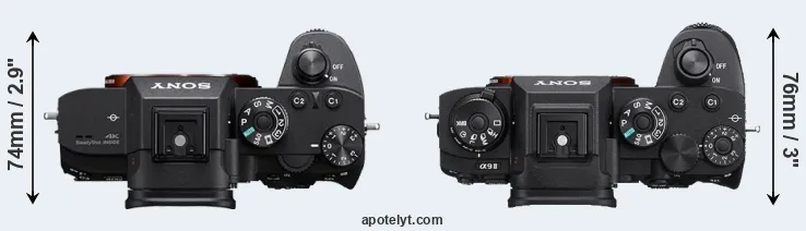 Compare A7R III versus A9 II top
