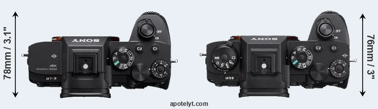 Compare A7R IV versus A9 II top