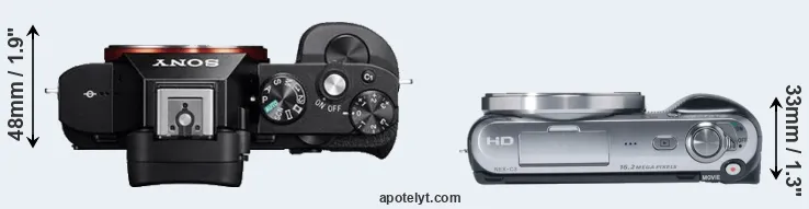 Compare A7R versus NEX-C3 top