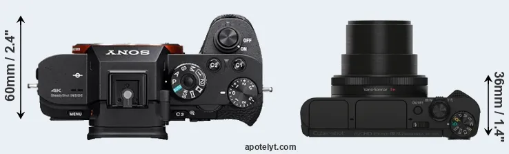 Compare A7S II versus HX90V top