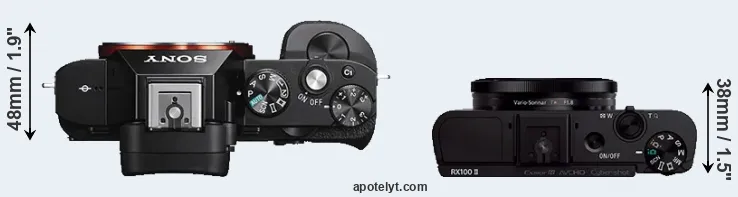 Compare A7S versus RX100 II top