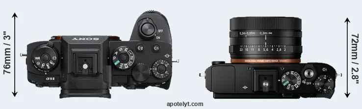 Compare A9 II versus RX1R II top