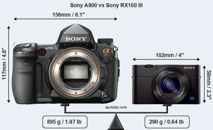 Size Sony A900 vs Sony RX100 III