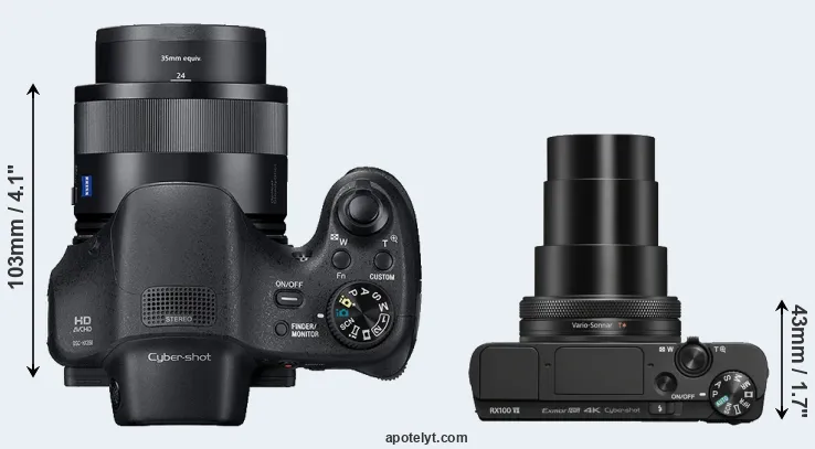 Compare HX350 versus RX100 VII top