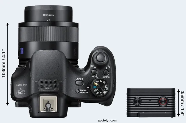 Compare HX400V versus RX0 II top