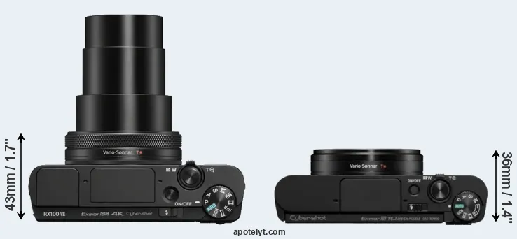Compare RX100 VII versus WX800 top